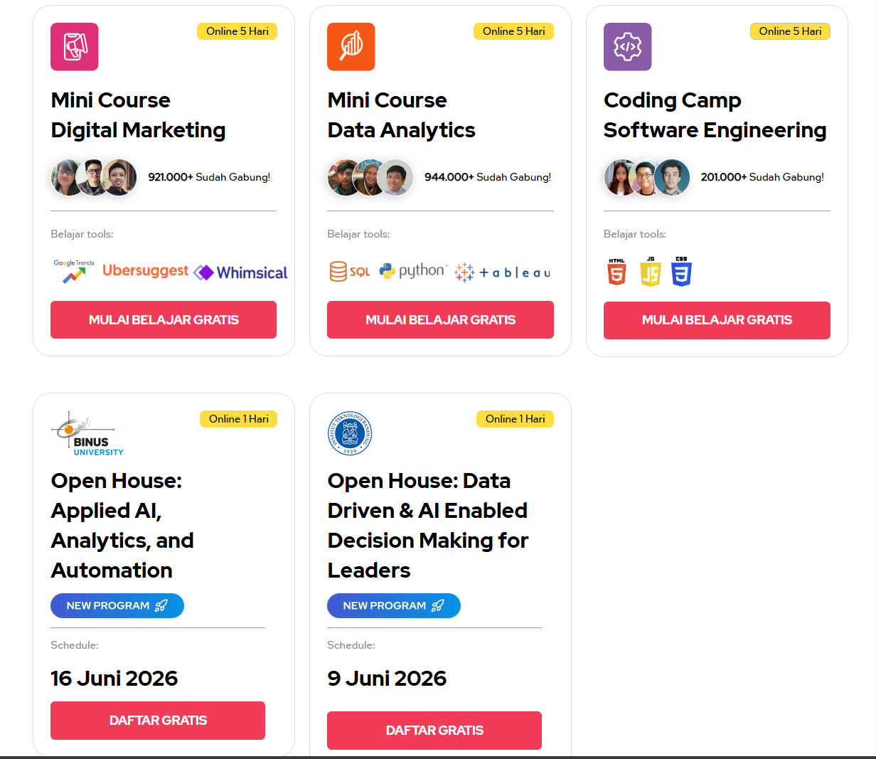 Pilihan Kelas Gratis dari RevoU Pilihan Kelas Gratis dari RevoU