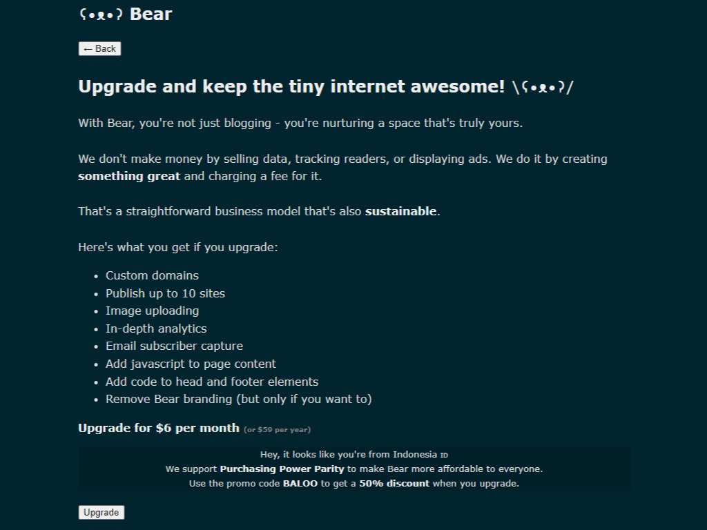 Fitur Premium Saat Upgrade Fitur Premium Bearblog
